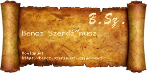 Bencz Szerénusz névjegykártya